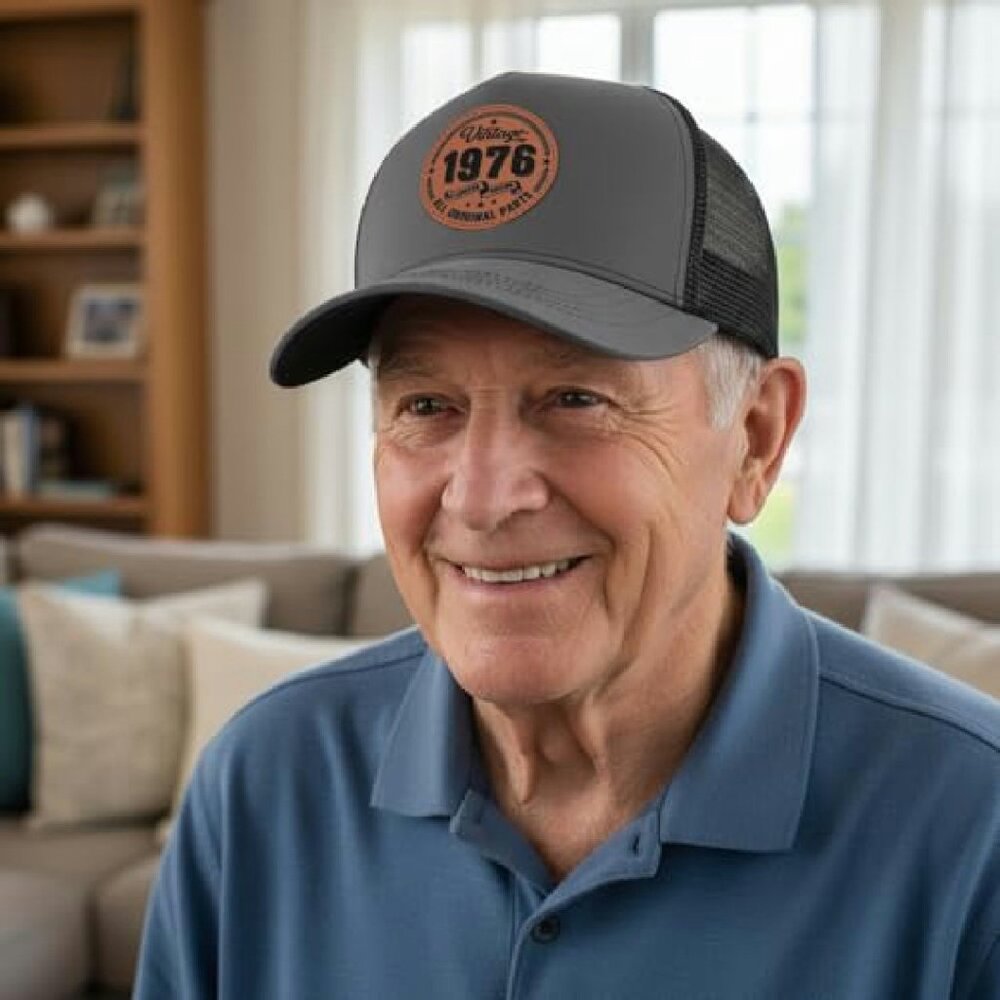 Personalized Leather Patch Trucker Hat Adjustable… - image 6